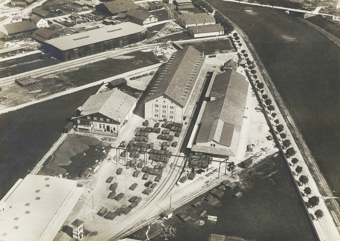 Luftaufnahme des Zollfreilagers um 1925. Fotograf: Walter Mittelholzer. (Archiv CMS)